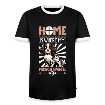 Home - Epagneul Français - Men's Ringer Shirt - black/white - Front - AI Model Female 172 light (172cm) & AI Model Male 178 light (178cm)