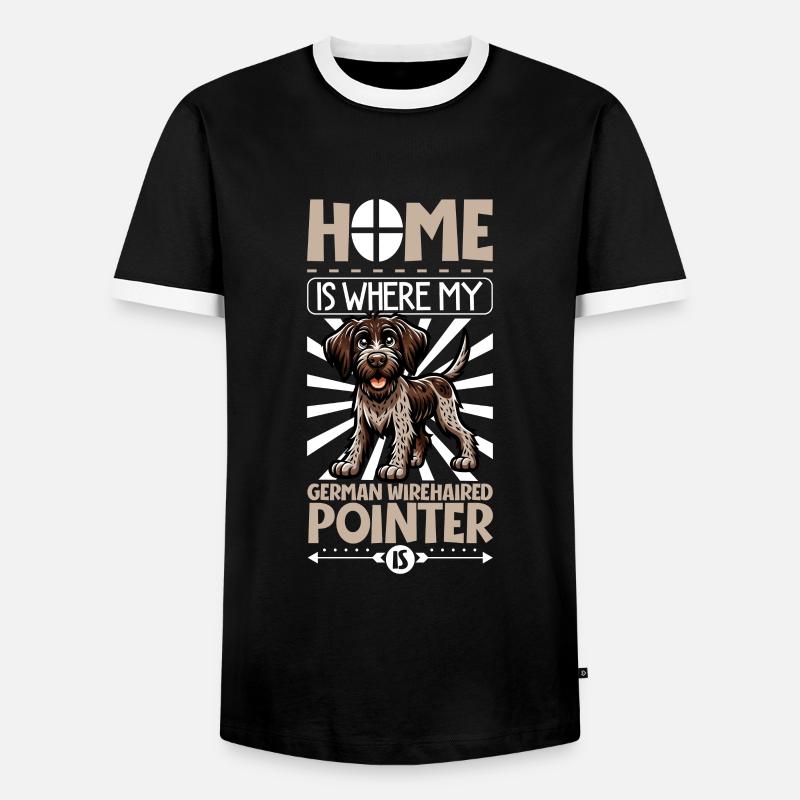 Zuhause - Deutsch Drahthaar - Männer Kontrast-T-Shirt - Schwarz/Weiß