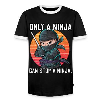 Only a Ninja can stop a Ninja - Men's Ringer Shirt - black/white - Front - AI Model Female 172 light (172cm) & AI Model Male 178 light (178cm)