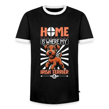 Zuhause - Irish Terrier - Männer Kontrast-T-Shirt - Schwarz/Weiß - Vorne - AI Model Female 172 light (172cm) & AI Model Male 178 light (178cm)