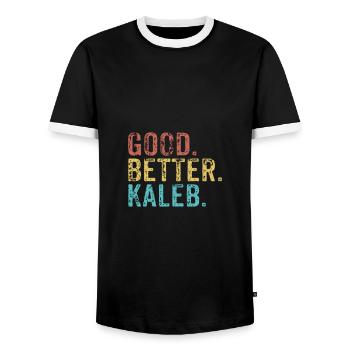 Les mecs cool s’appellent kaleb - T-shirt contrasté Homme - noir/blanc - Devant - AI Model Female 172 light (172cm) & AI Model Male 178 light (178cm)