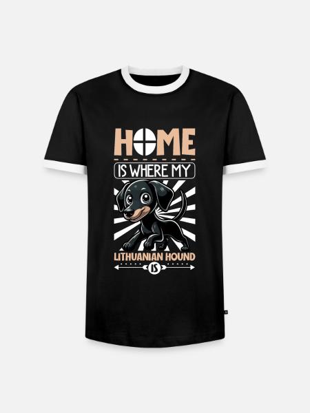 Zuhause - Litauische Bracke - Männer Kontrast-T-Shirt - Schwarz/Weiß