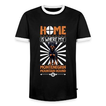 Home - Montenegrin Mountain Hound - Men's Ringer Shirt - black/white - Front - AI Model Female 172 light (172cm) & AI Model Male 178 light (178cm)