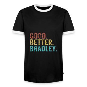 Les gars cool s’appellent bradley - T-shirt contrasté Homme - noir/blanc - Devant - AI Model Female 172 light (172cm) & AI Model Male 178 light (178cm)