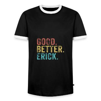 Cool guys are called erick - Men's Ringer Shirt - black/white - Front - AI Model Female 172 light (172cm) & AI Model Male 178 light (178cm)