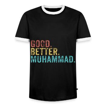 Les mecs cool s’appellent Muhammad - T-shirt contrasté Homme - noir/blanc - Devant - AI Model Female 172 light (172cm) & AI Model Male 178 light (178cm)