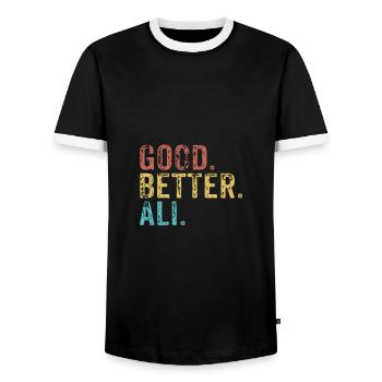 Cool guys are called ali - Men's Ringer Shirt - black/white - Front - AI Model Female 172 light (172cm) & AI Model Male 178 light (178cm)