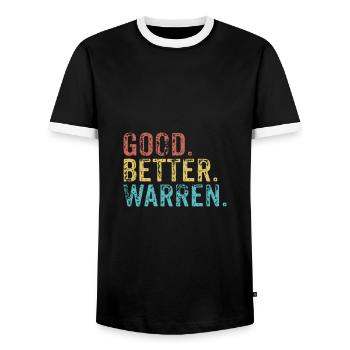 Cool guys are called warren - Men's Ringer Shirt - black/white - Front - AI Model Female 172 light (172cm) & AI Model Male 178 light (178cm)