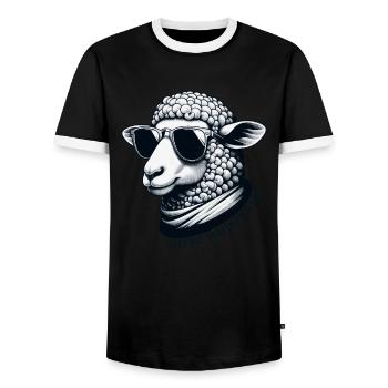 Mouton Chuchoteur Mouton - T-shirt contrasté Homme - noir/blanc - Devant - AI Model Female 172 light (172cm) & AI Model Male 178 light (178cm)