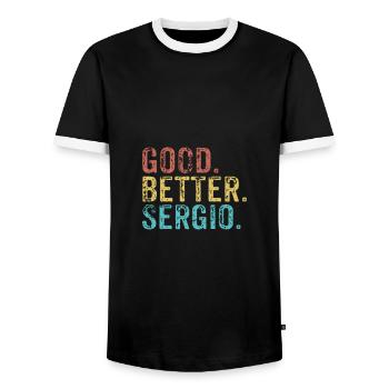 Cool guys are called sergio - Men's Ringer Shirt - black/white - Front - AI Model Female 172 light (172cm) & AI Model Male 178 light (178cm)
