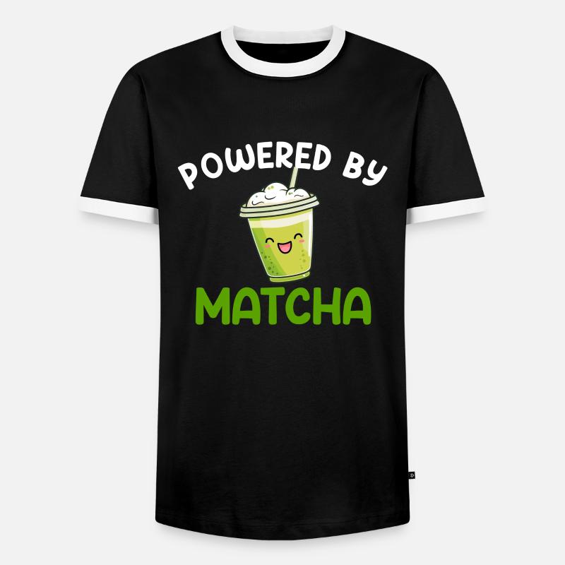 powered by matcha, matcha - Männer Kontrast-T-Shirt - Schwarz/Weiß