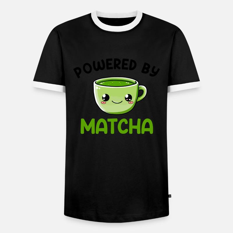 powered by matcha, matcha - Männer Kontrast-T-Shirt - Schwarz/Weiß