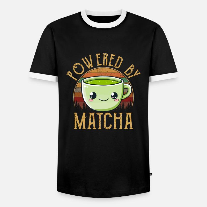powered by matcha, matcha - Men's Ringer Shirt - black/white