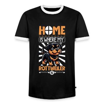 Home - Rottweiler - Men's Ringer Shirt - black/white - Front - AI Model Female 172 light (172cm) & AI Model Male 178 light (178cm)