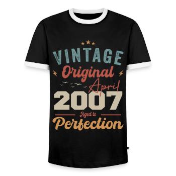Vintage né en avril 2007 cadeau d’anniversaire - T-shirt contrasté Homme - noir/blanc - Devant - AI Model Female 172 light (172cm) & AI Model Male 178 light (178cm)