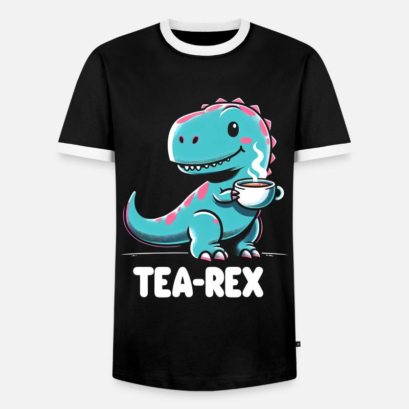 TEA-REX - Dinosaur Tea - Men's Ringer Shirt - black/white