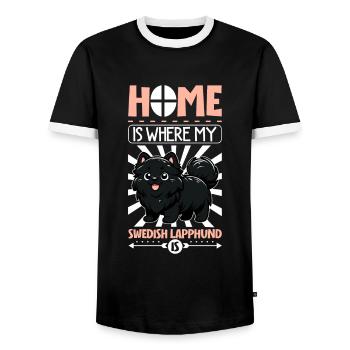 Accueil - Laponie suédoise - T-shirt contrasté Homme - noir/blanc - Devant - AI Model Female 172 light (172cm) & AI Model Male 178 light (178cm)