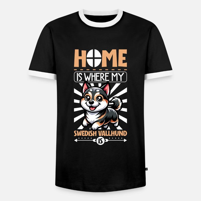 Zuhause - Västgötaspets - Männer Kontrast-T-Shirt - Schwarz/Weiß