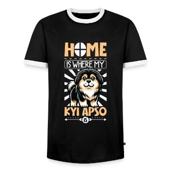 Accueil - Kyi Apso tibétain - T-shirt contrasté Homme - noir/blanc - Devant - AI Model Female 172 light (172cm) & AI Model Male 178 light (178cm)