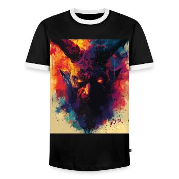 The Woman - Skull, Totenkopf, Teufel - Männer Kontrast-T-Shirt - Schwarz/Weiß - Vorne - AI Model Female 172 light (172cm) & AI Model Male 178 light (178cm)
