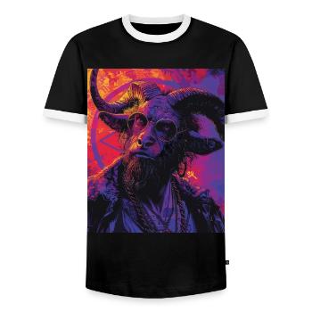 The Devil - Skull, Totenkopf, Teufel - Männer Kontrast-T-Shirt - Schwarz/Weiß - Vorne - AI Model Female 172 light (172cm) & AI Model Male 178 light (178cm)