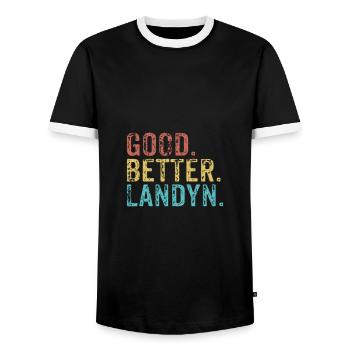 Les mecs cool s’appellent landyn - T-shirt contrasté Homme - noir/blanc - Devant - AI Model Female 172 light (172cm) & AI Model Male 178 light (178cm)