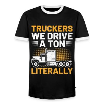 Trucker Fahren Papa Trucker Vater LKW-Fahrer - Männer Kontrast-T-Shirt - Schwarz/Weiß - Vorne - AI Model Female 172 light (172cm) & AI Model Male 178 light (178cm)