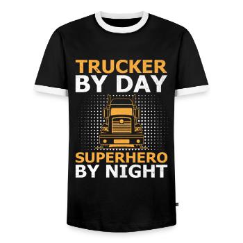 Trucker Fahren Papa Trucker Vater LKW-Fahrer - Männer Kontrast-T-Shirt - Schwarz/Weiß - Vorne - AI Model Female 172 light (172cm) & AI Model Male 178 light (178cm)