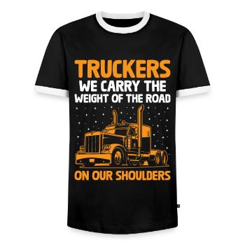 Trucker Fahren Papa Trucker Vater LKW-Fahrer - Männer Kontrast-T-Shirt - Schwarz/Weiß - Vorne - AI Model Female 172 light (172cm) & AI Model Male 178 light (178cm)