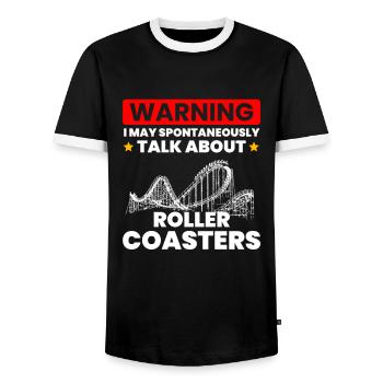 Talk Spontaneously Rollercoasters - Men's Ringer Shirt - black/white - Front - AI Model Female 172 light (172cm) & AI Model Male 178 light (178cm)