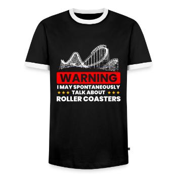 Talk Spontaneously Rollercoasters - Men's Ringer Shirt - black/white - Front - AI Model Female 172 light (172cm) & AI Model Male 178 light (178cm)