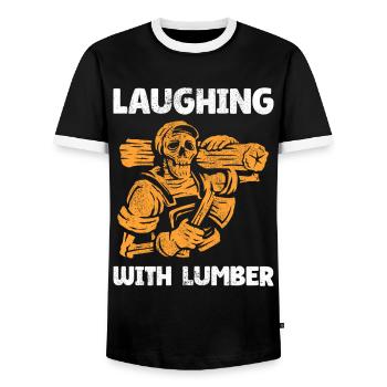 charpentier, charpentier, menuisier, charpentier, - T-shirt contrasté Homme - noir/blanc - Devant - AI Model Female 172 light (172cm) & AI Model Male 178 light (178cm)