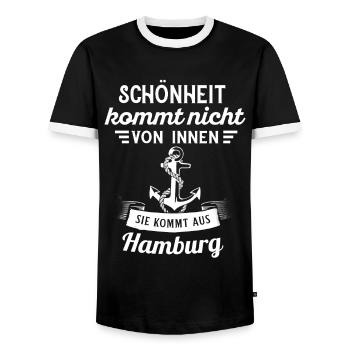 Hamburg Hanseatic City North German Low German - Men's Ringer Shirt - black/white - Front - AI Model Female 172 light (172cm) & AI Model Male 178 light (178cm)