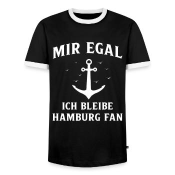 Hambourg Ville hanséatique Allemagne du Nord Bas-allemand - T-shirt contrasté Homme - noir/blanc - Devant - AI Model Female 172 light (172cm) & AI Model Male 178 light (178cm)