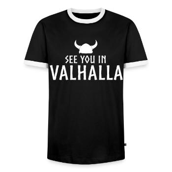 Wikinger Tshirt Viking Valhalla Walhalla Gott Odin - Männer Kontrast-T-Shirt - Schwarz/Weiß - Vorne - AI Model Female 172 light (172cm) & AI Model Male 178 light (178cm)
