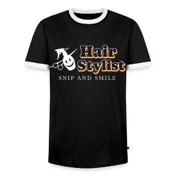 Coiffeur Coiffeur Coiffeur Coiffeur - T-shirt contrasté Homme - noir/blanc - Devant - AI Model Female 172 light (172cm) & AI Model Male 178 light (178cm)