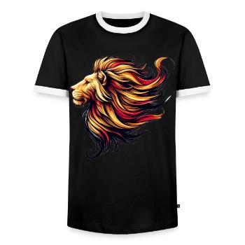 Löwe Mit Einer Dramatischen Mähne - Männer Kontrast-T-Shirt - Schwarz/Weiß - Vorne - AI Model Female 172 light (172cm) & AI Model Male 178 light (178cm)