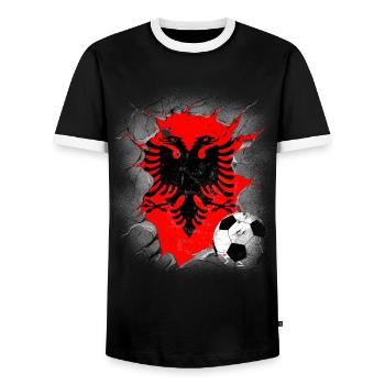 Albanien Geschenk Albania Shqiperi Fußball - Männer Kontrast-T-Shirt - Schwarz/Weiß - Vorne - AI Model Female 172 light (172cm) & AI Model Male 178 light (178cm)