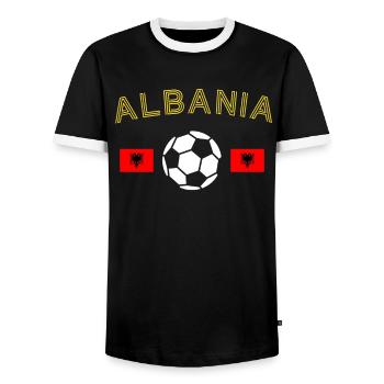Albanien Geschenk Albania Shqiperi Fußball - Männer Kontrast-T-Shirt - Schwarz/Weiß - Vorne - AI Model Female 172 light (172cm) & AI Model Male 178 light (178cm)