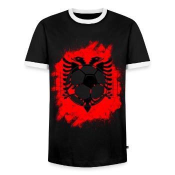 Albania Gift Albania Shqiperi Football - Men's Ringer Shirt - black/white - Front - AI Model Female 172 light (172cm) & AI Model Male 178 light (178cm)