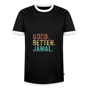 Les mecs cool s’appellent Jamal - T-shirt contrasté Homme - noir/blanc - Devant - AI Model Female 172 light (172cm) & AI Model Male 178 light (178cm)