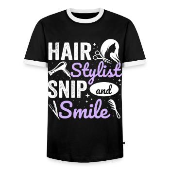 Coiffeur Coiffeur Coiffeur Coiffeur - T-shirt contrasté Homme - noir/blanc - Devant - AI Model Female 172 light (172cm) & AI Model Male 178 light (178cm)