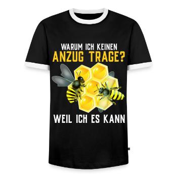 Beekeeper Tshirt Honey Bee Beekeeping Beekeeper - Men's Ringer Shirt - black/white - Front - AI Model Female 172 light (172cm) & AI Model Male 178 light (178cm)