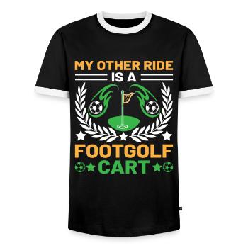 Footgolf Player Foot Golf Playing Footgolfers Foot - Men's Ringer Shirt - black/white - Front - AI Model Female 172 light (172cm) & AI Model Male 178 light (178cm)