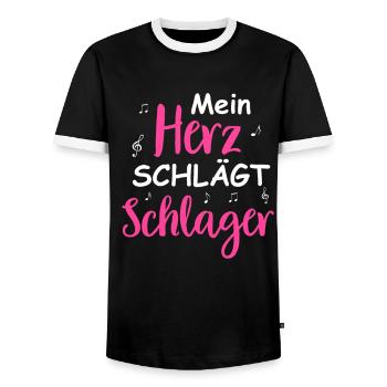 Schlager Tshirt Women's Schlager Party Costume Party - Men's Ringer Shirt - black/white - Front - AI Model Female 172 light (172cm) & AI Model Male 178 light (178cm)