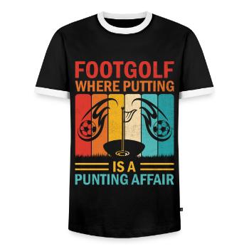 Footgolf Player Foot Golf Playing Footgolfers Foot - Men's Ringer Shirt - black/white - Front - AI Model Female 172 light (172cm) & AI Model Male 178 light (178cm)