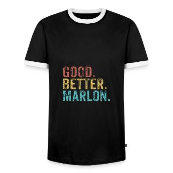 Cool guys are called Marlon - Men's Ringer Shirt - black/white - Front - AI Model Female 172 light (172cm) & AI Model Male 178 light (178cm)