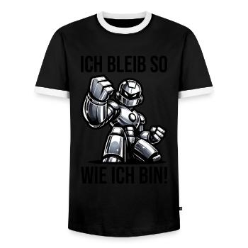 I stay the way I am robot - Men's Ringer Shirt - black/white - Front - AI Model Female 172 light (172cm) & AI Model Male 178 light (178cm)