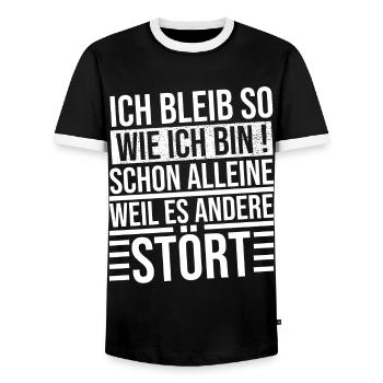 ich bleibe so wie ich bin schon alleine weil es - Männer Kontrast-T-Shirt - Schwarz/Weiß - Vorne - AI Model Female 172 light (172cm) & AI Model Male 178 light (178cm)