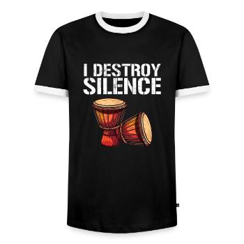 Djembe African Drums - Men's Ringer Shirt - black/white - Front - AI Model Female 172 light (172cm) & AI Model Male 178 light (178cm)